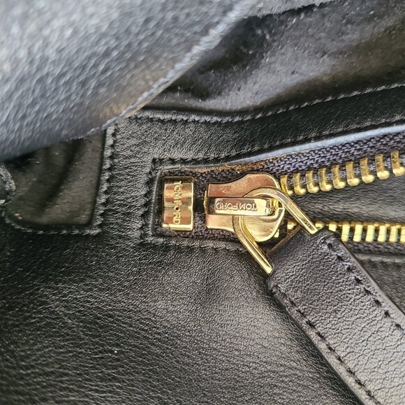 TOM FORD Black Leather Jennifer Double Zip Shoulder Bag Handbag Purse - Picture 16 of 16